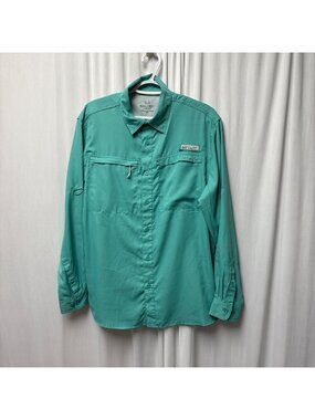 Realtree Fishing Mens Long-Sleeve Button-Up Shirt Size Medium Green Lightweight